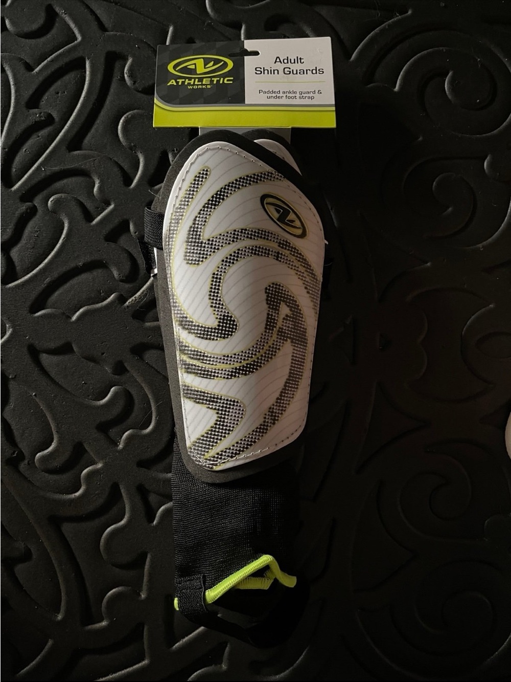 Athletic Works Black Shin Guards with Gray Strap Accents